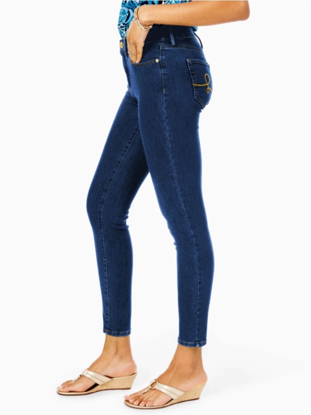 Lilly Pulitzer Eagan High Rise Super Skinny Jeans Dark Bennet Indigo Sz 0 Ankle